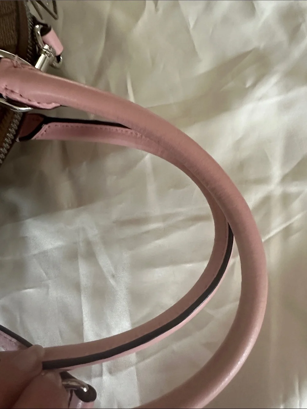 Coach Sierra Pink Trim Brown Signature Dome Satchel F27584 - Picture 9 of 13